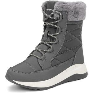 〽️Women's Grey Dream Pairs Waterproof Winter Warm Fur Lined Mid Calf Boots